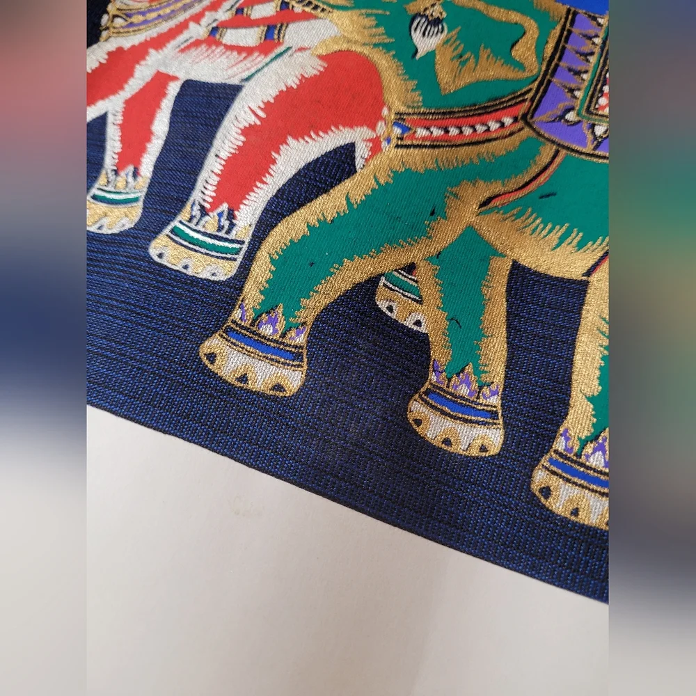 Thai Silk Art Painting Lucky Elephant Tapestry